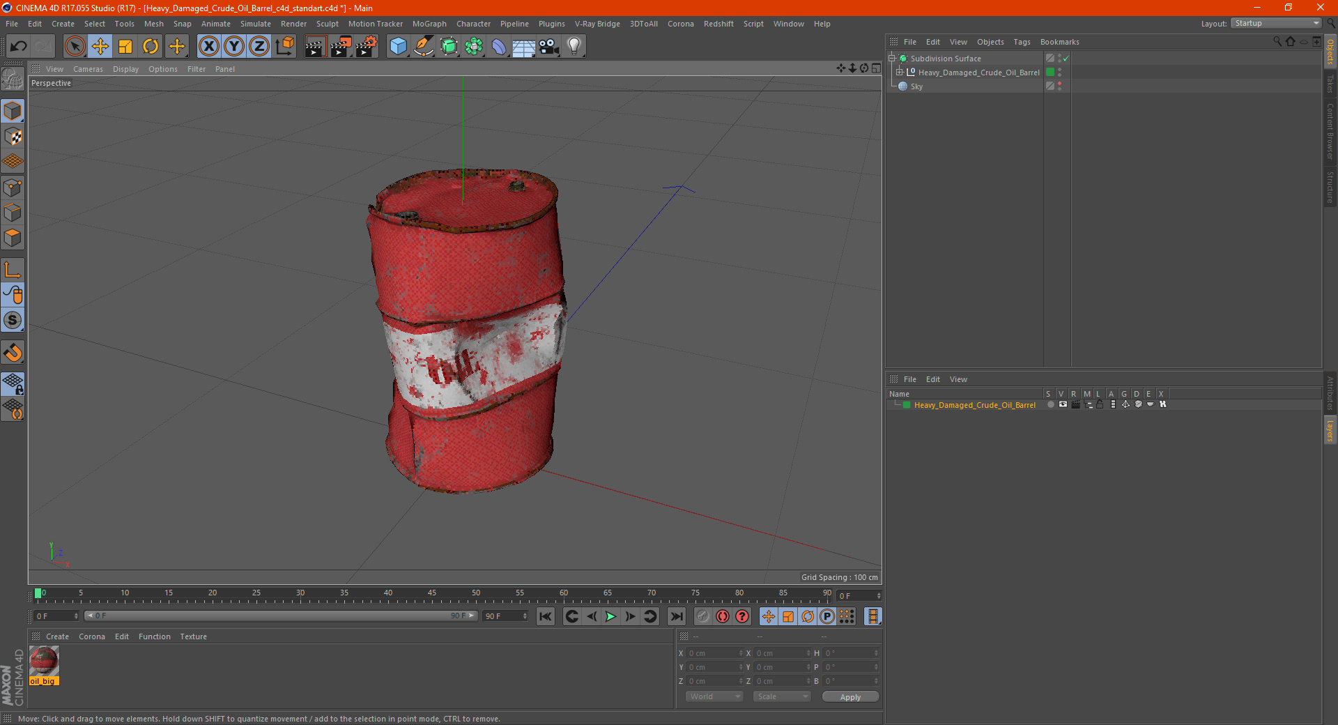 3D model Heavy Damaged Crude Oil Barrel