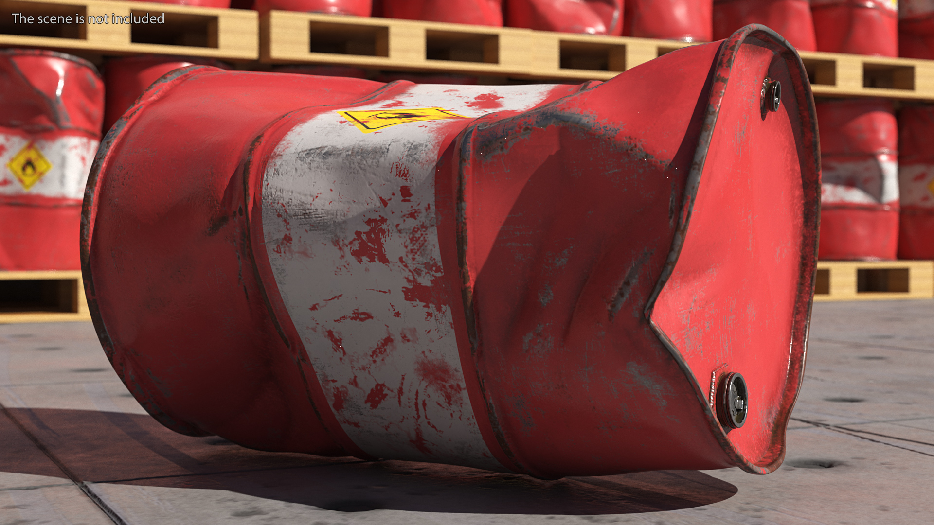 3D model Heavy Damaged Crude Oil Barrel