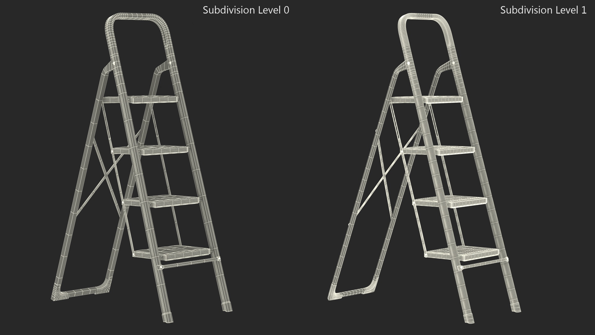 3D 4 Step Ladder for Home Folded Rigged