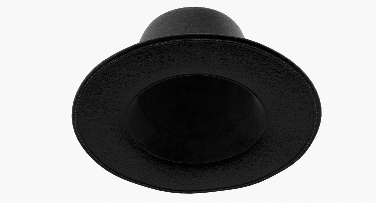 Black Pilgrim Costume Hat with Buckle 3D