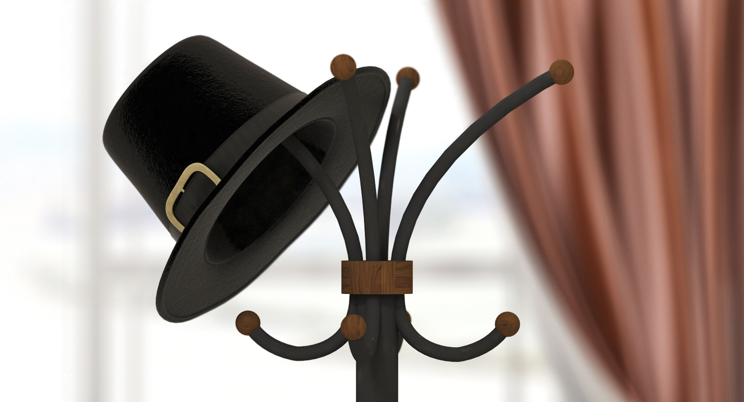 Black Pilgrim Costume Hat with Buckle 3D