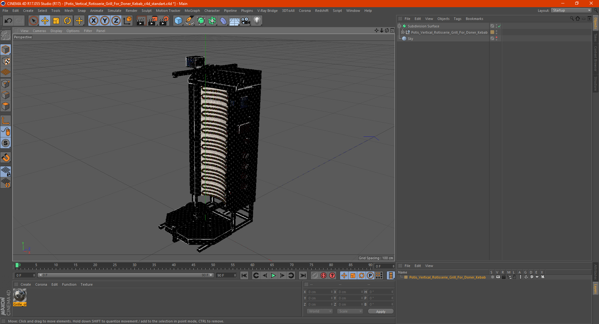 Potis Vertical Rotisserie Grill For Doner Kebab 3D