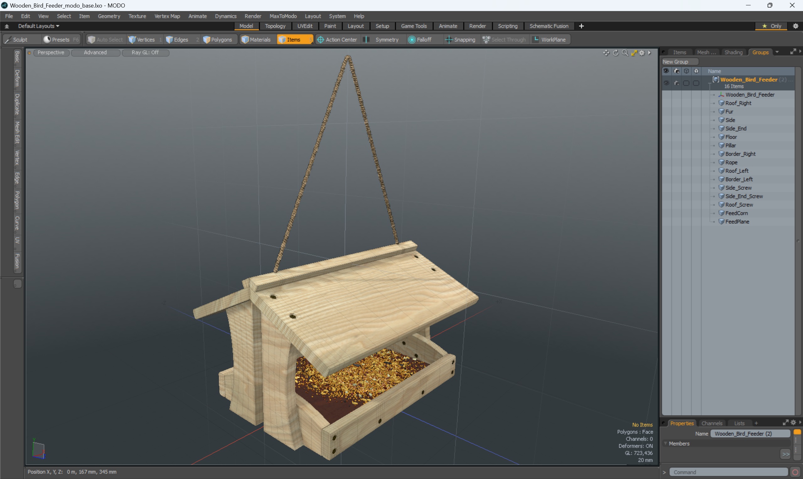 3D Wooden Bird Feeder model