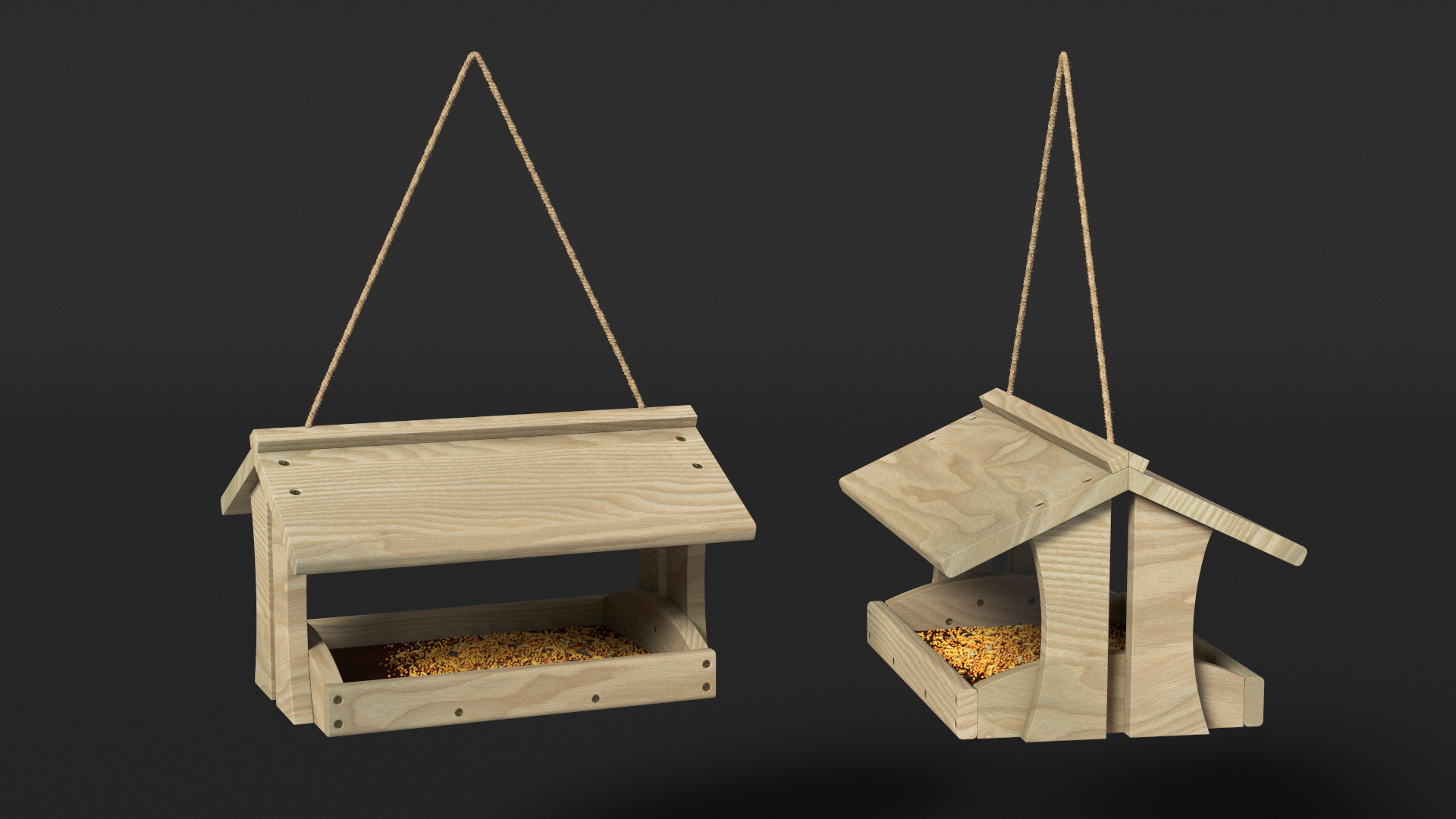 3D Wooden Bird Feeder model