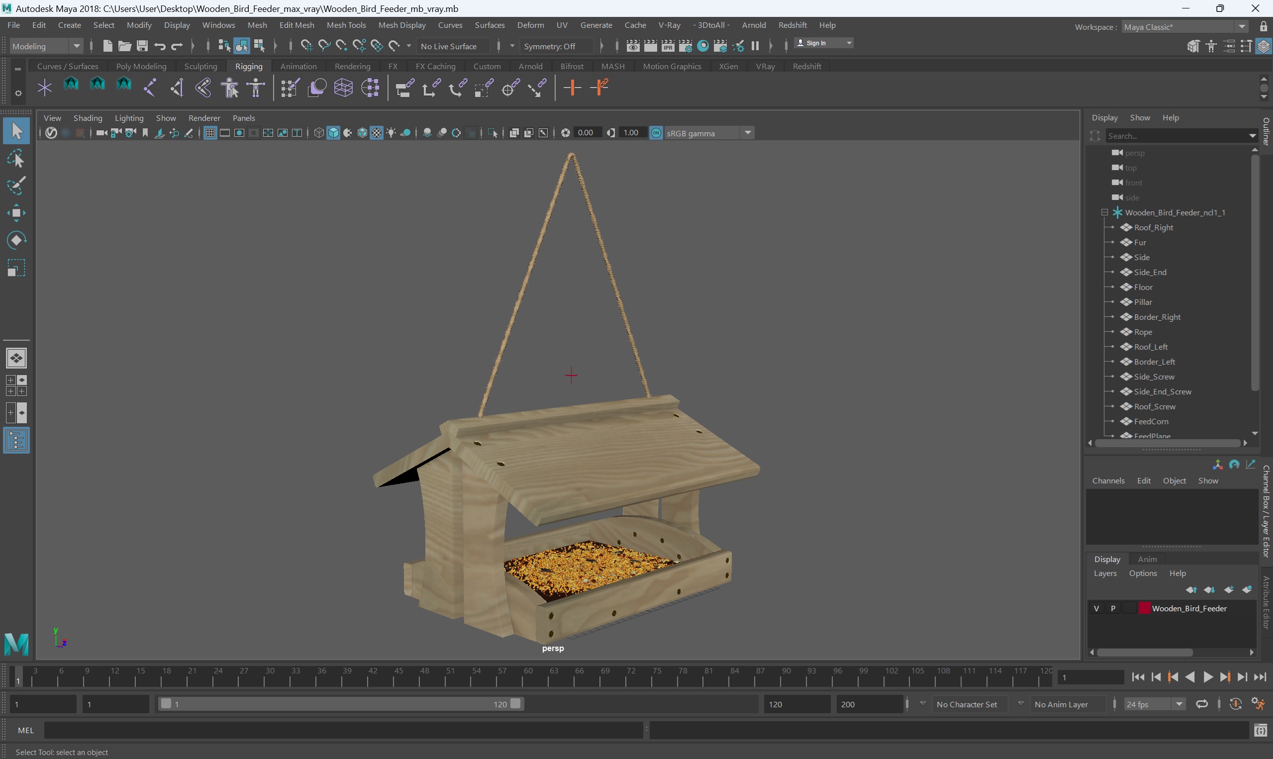 3D Wooden Bird Feeder model