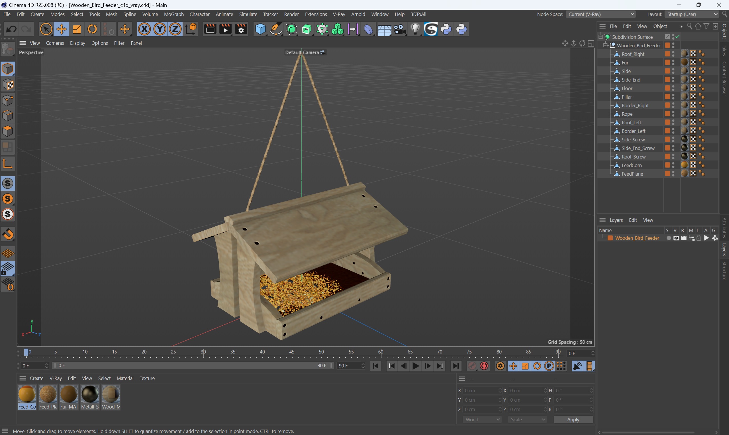 3D Wooden Bird Feeder model