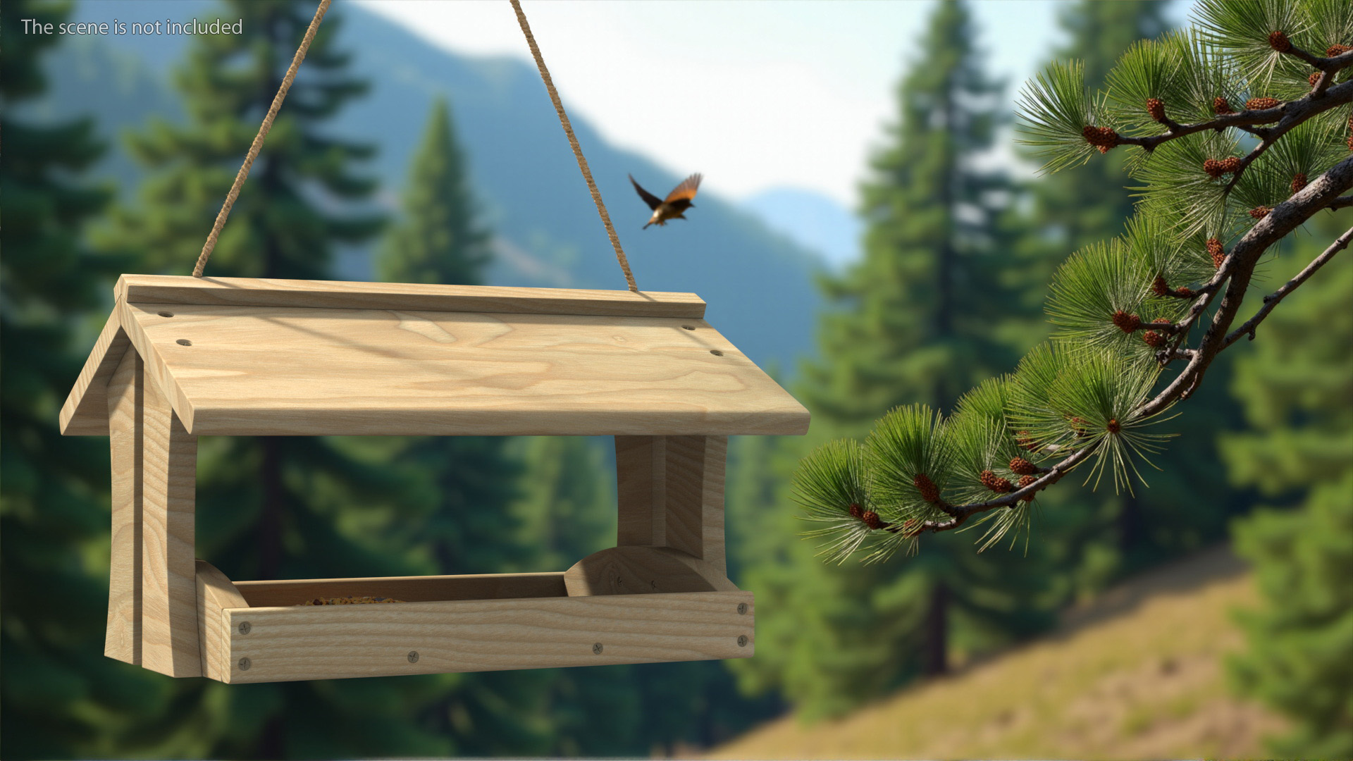 3D Wooden Bird Feeder model