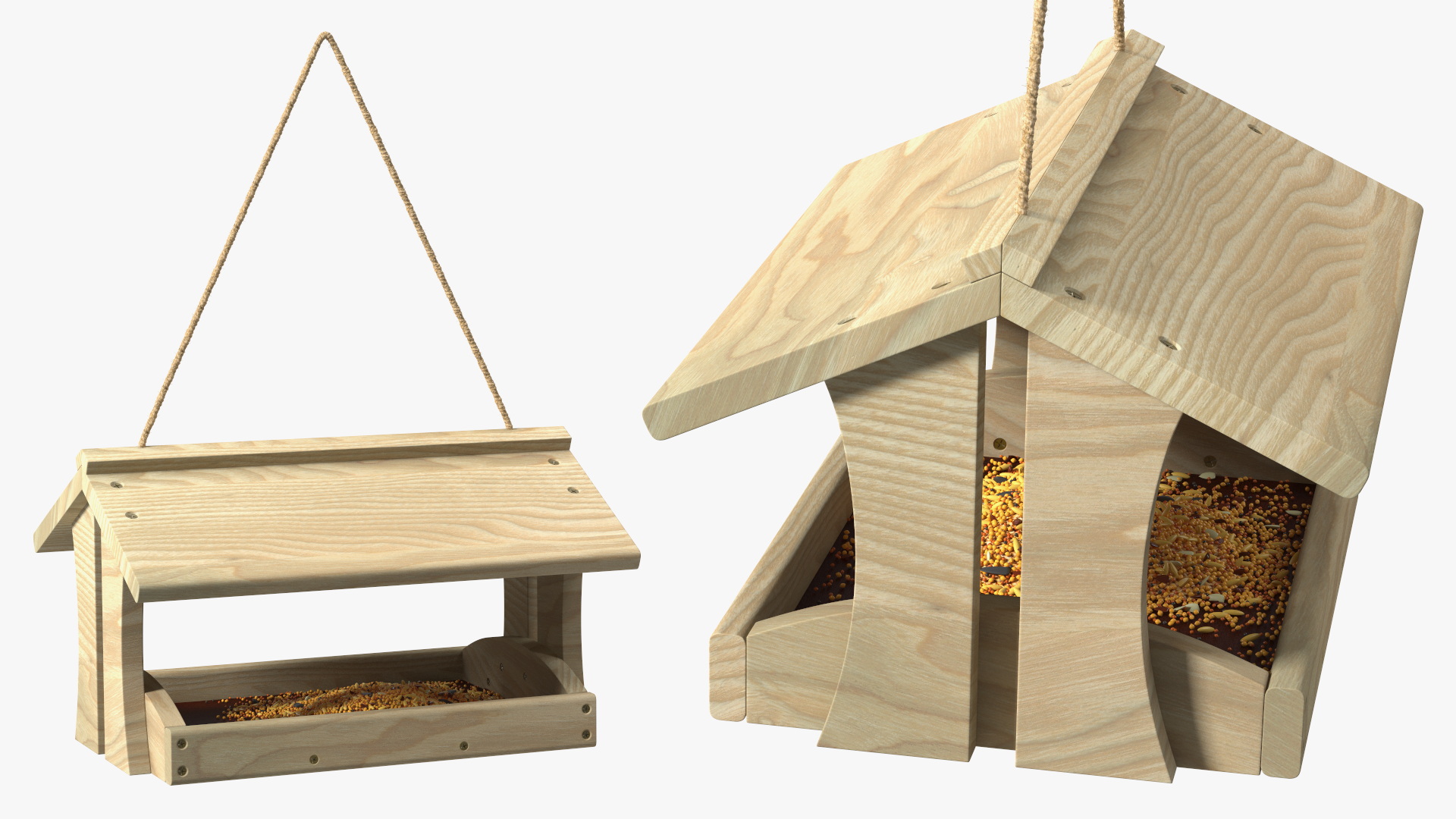 3D Wooden Bird Feeder model