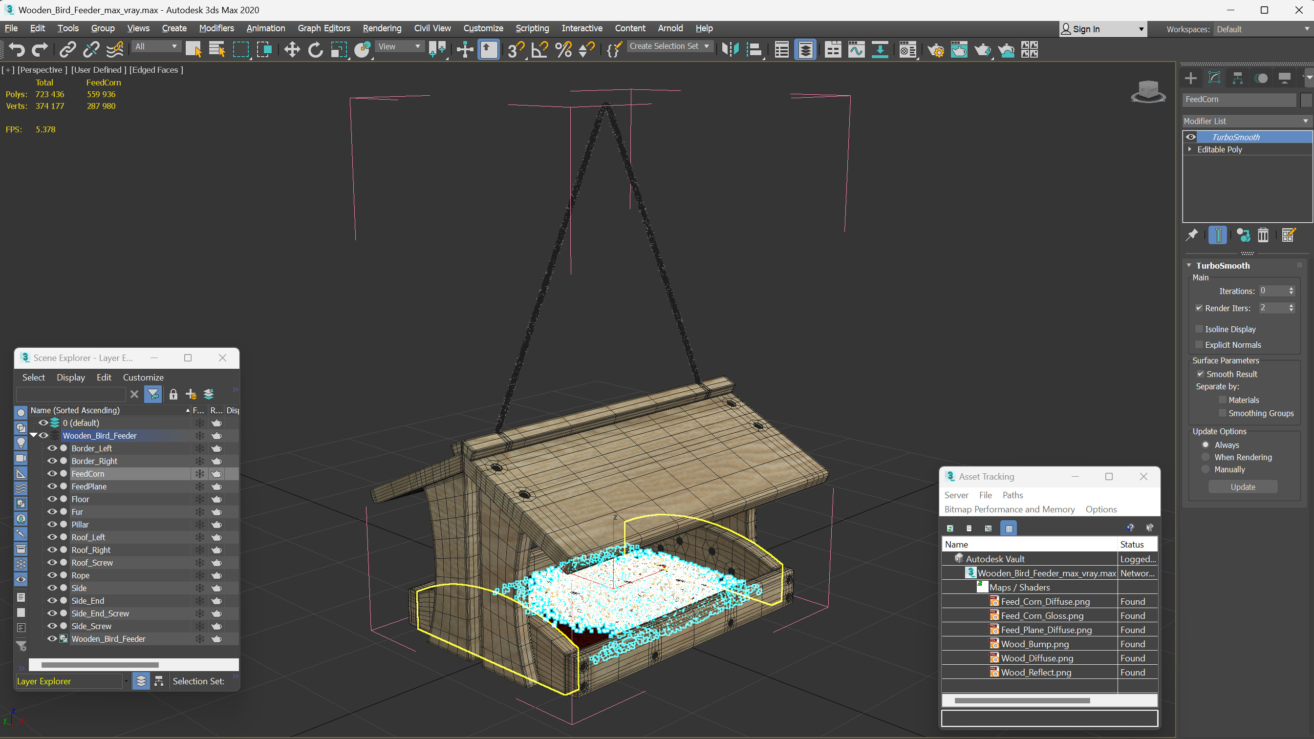 3D Wooden Bird Feeder model