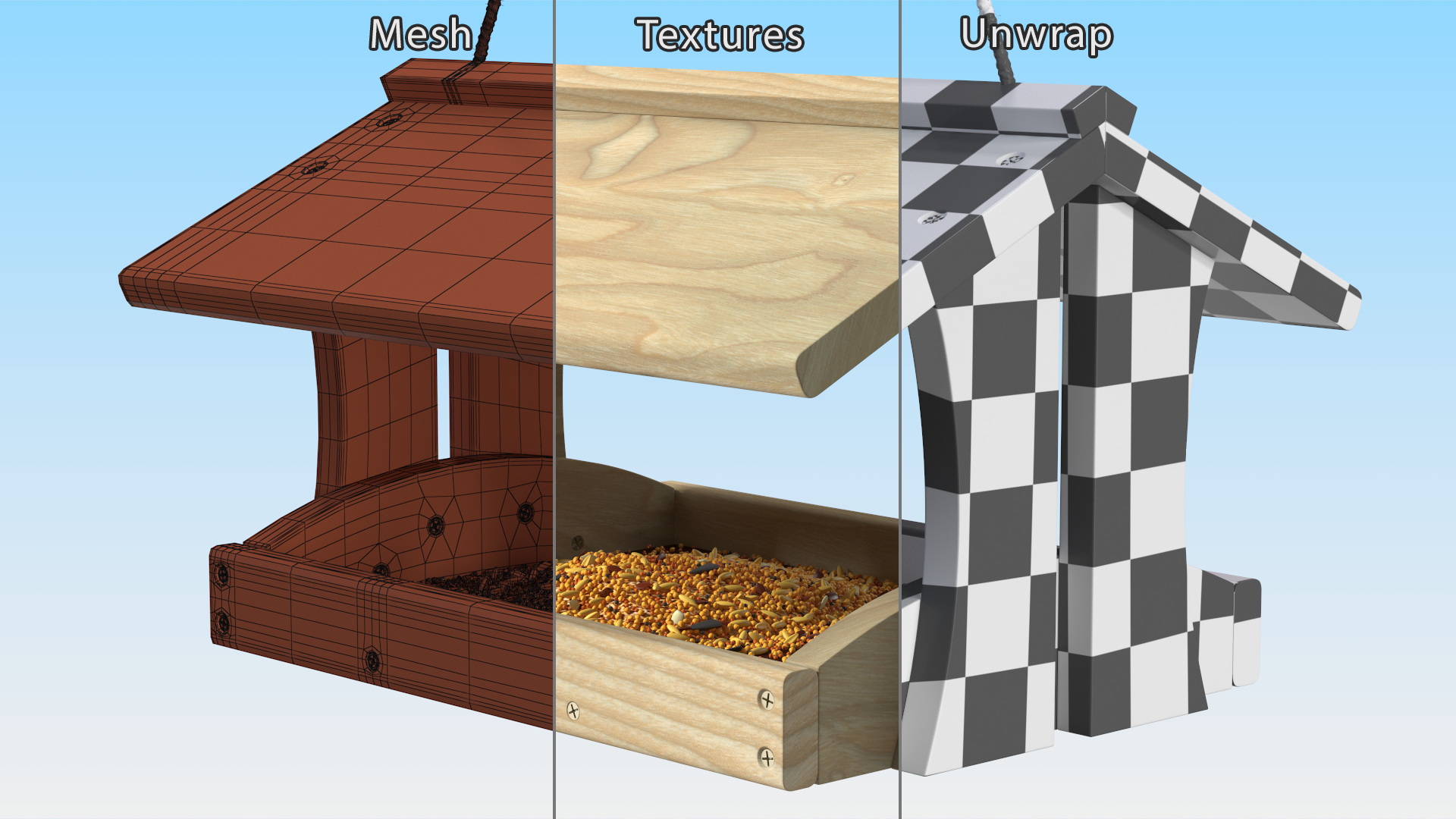 3D Wooden Bird Feeder model