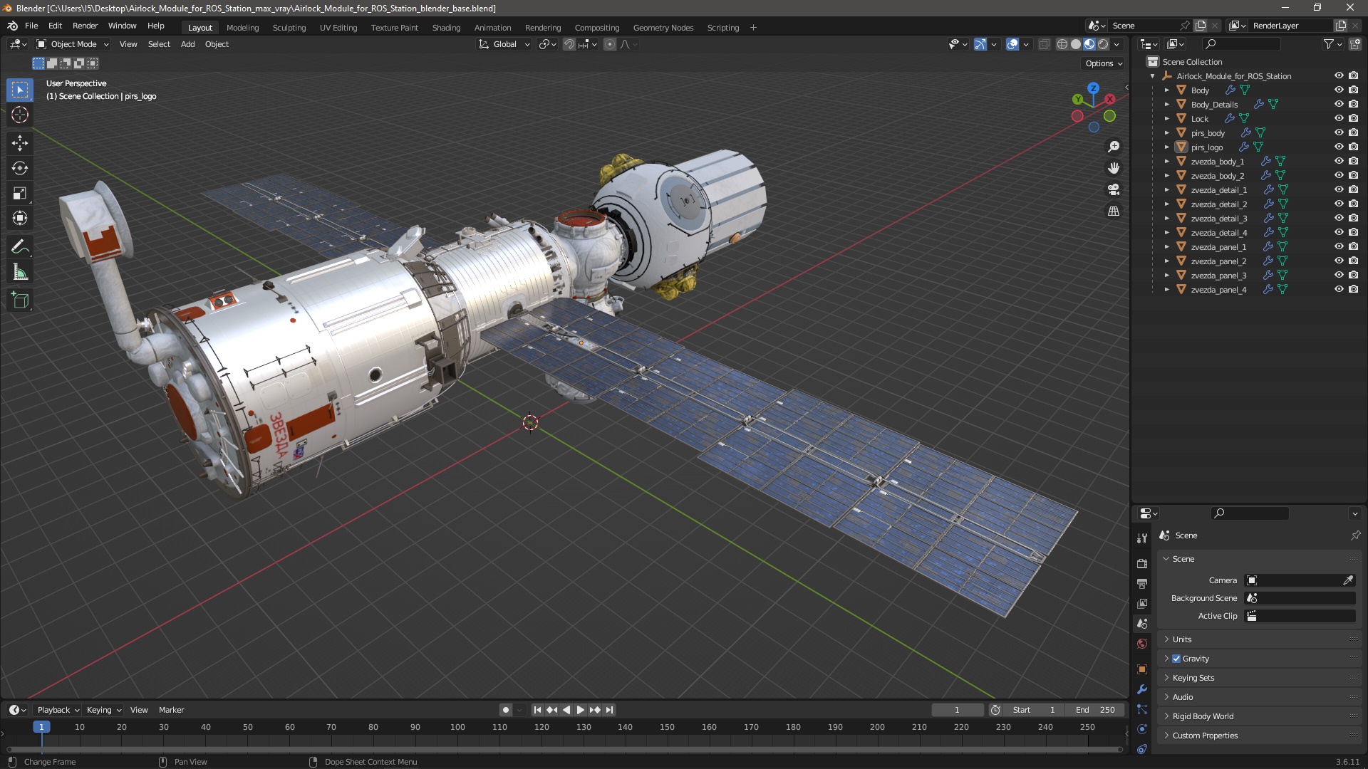 3D model Airlock Module for ROS Station