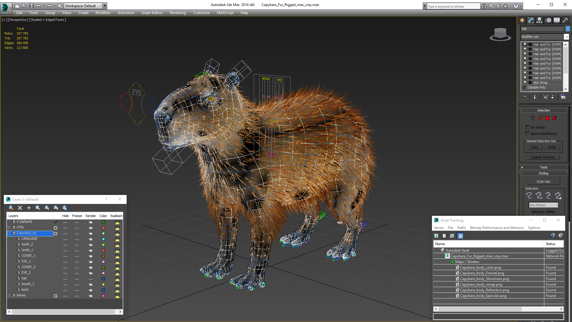 Capybara Fur Rigged 3D model