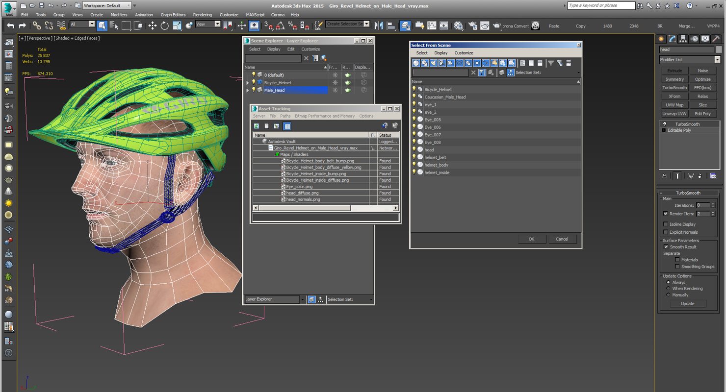 3D model Giro Revel Helmet on Male Head