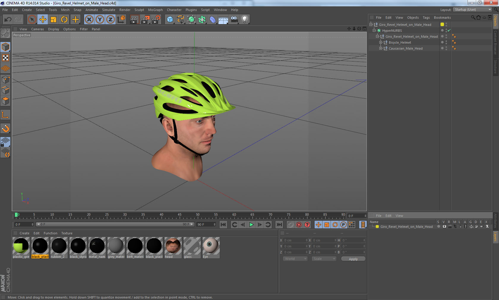 3D model Giro Revel Helmet on Male Head