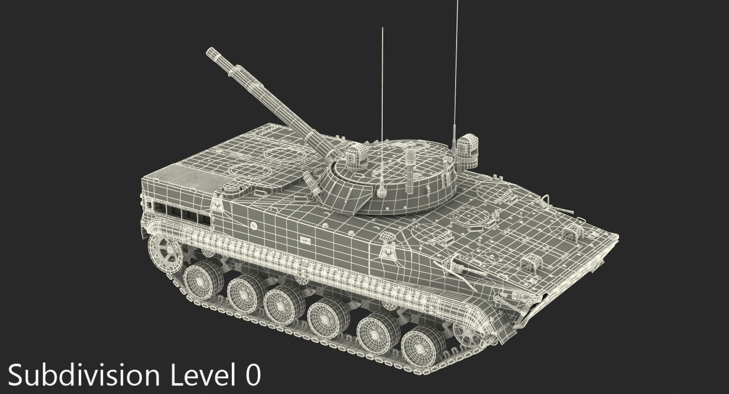 3D model Light Tank BMP 3 Desert Rigged