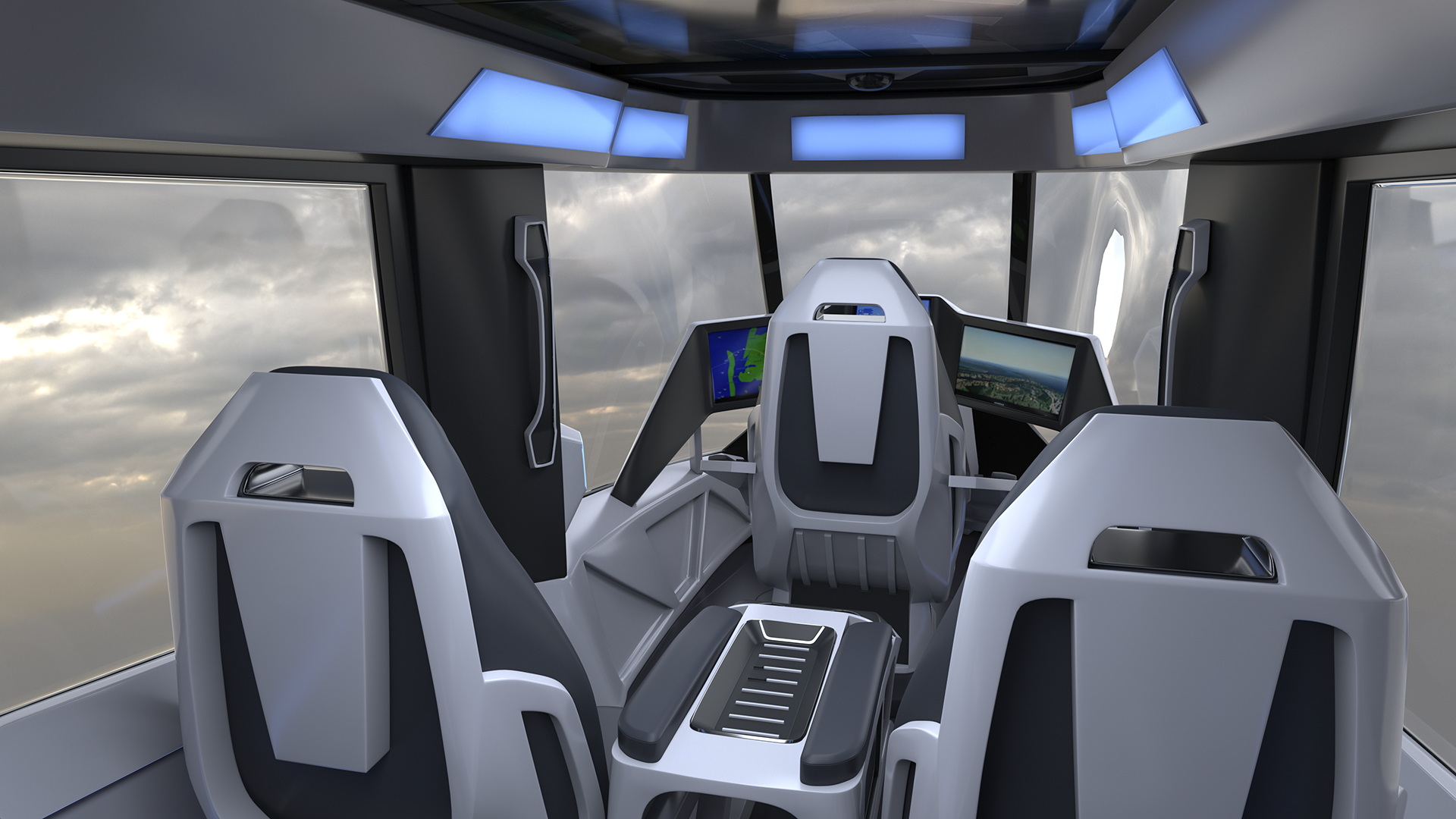 Passenger Aircraft Taxi Bell Nexus Lights On 3D model