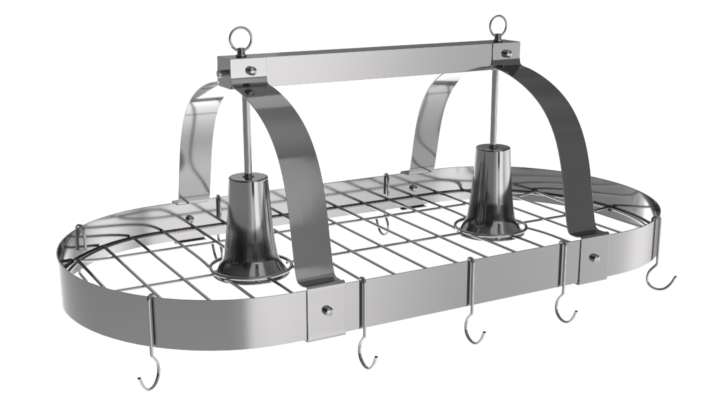 Kitchen Pot Rack Set Silver 3D