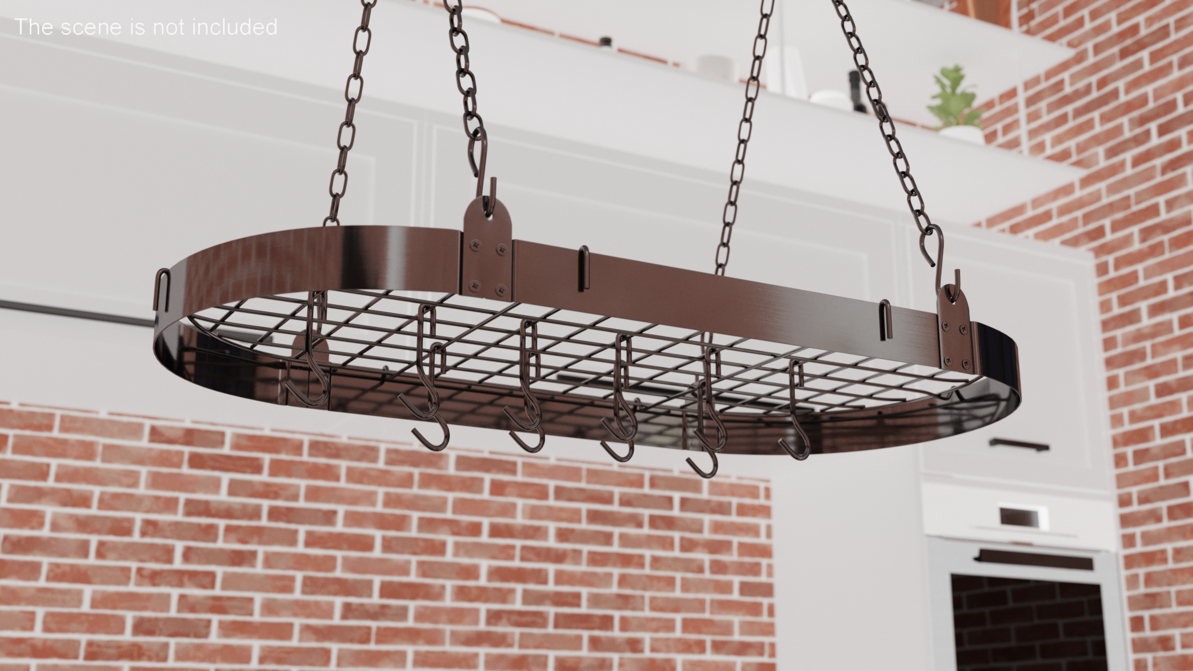 Kitchen Pot Rack Set Silver 3D