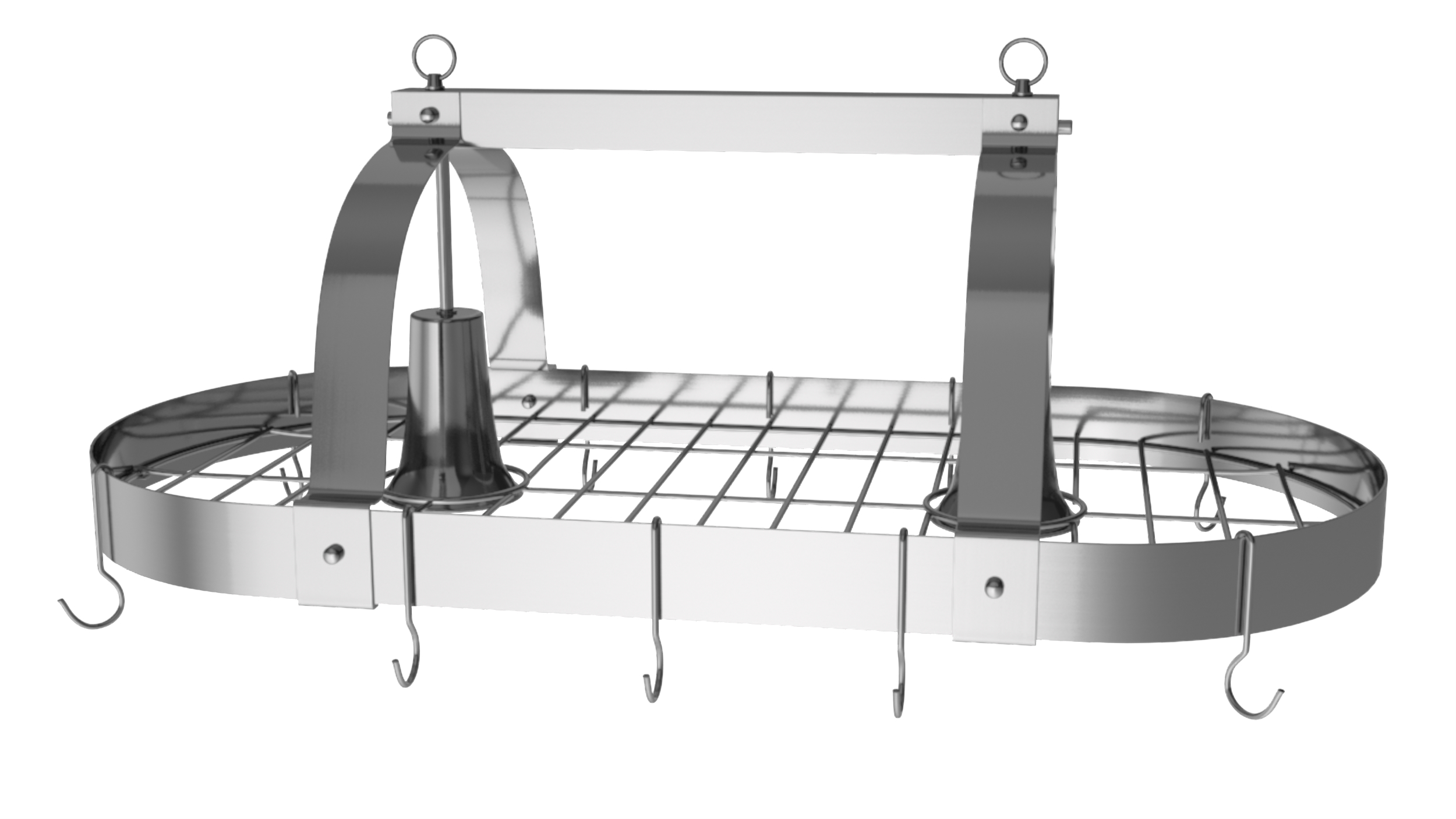 Kitchen Pot Rack Set Silver 3D