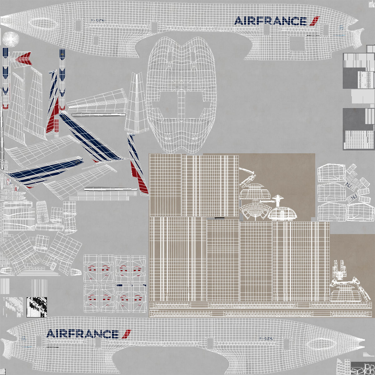 Boeing 777 200LR Air France Rigged 3D model