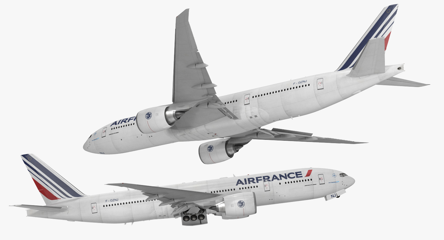 Boeing 777 200LR Air France Rigged 3D model