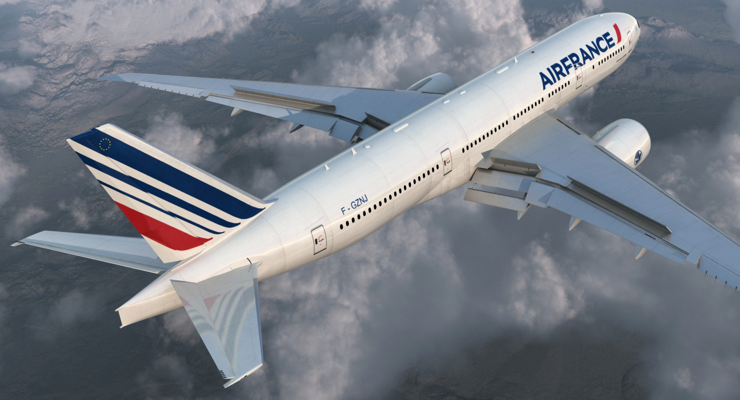 Boeing 777 200LR Air France Rigged 3D model