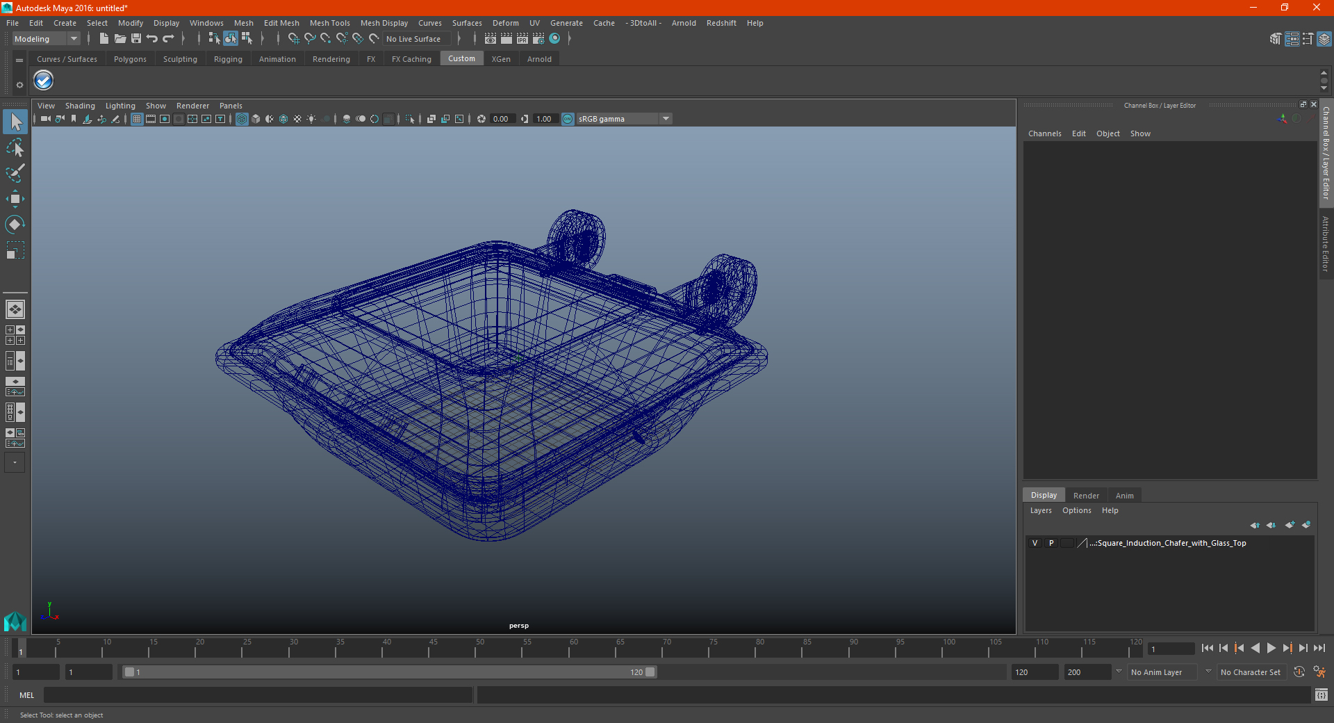 3D Square Induction Chafer with Glass Top model