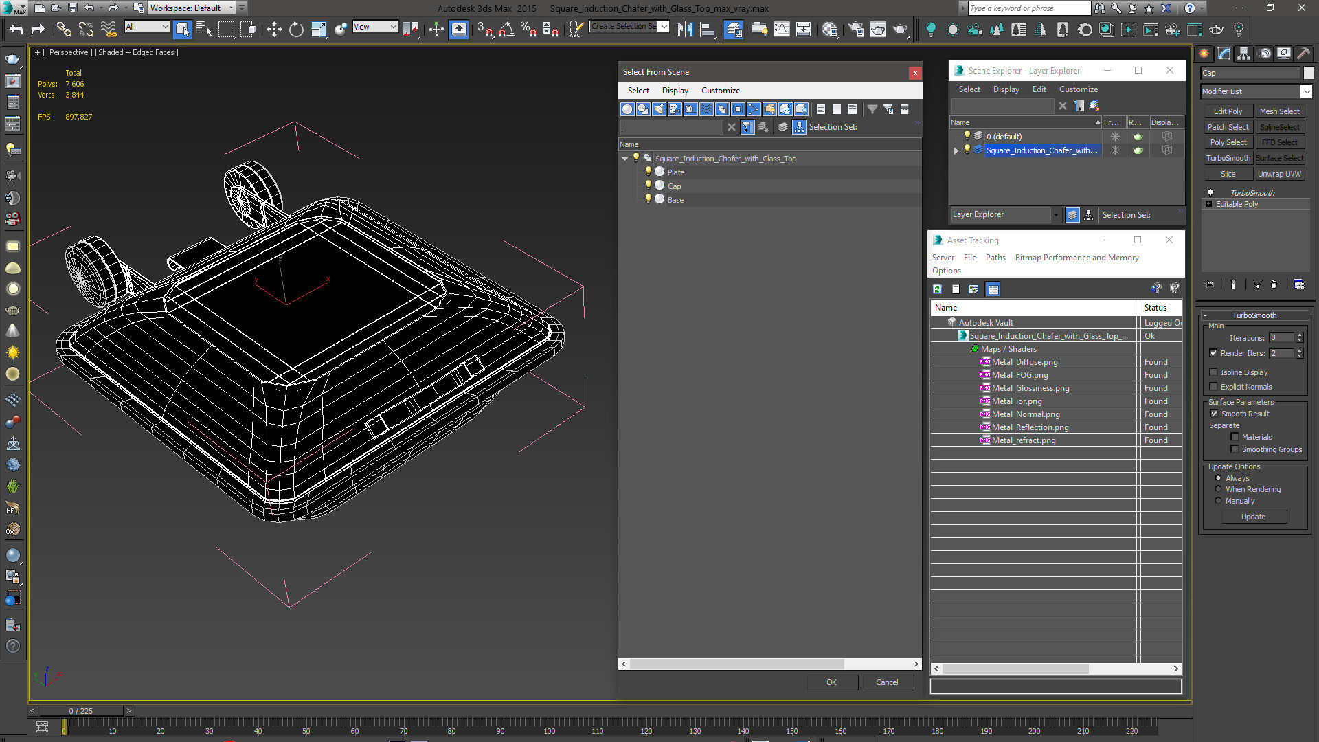 3D Square Induction Chafer with Glass Top model