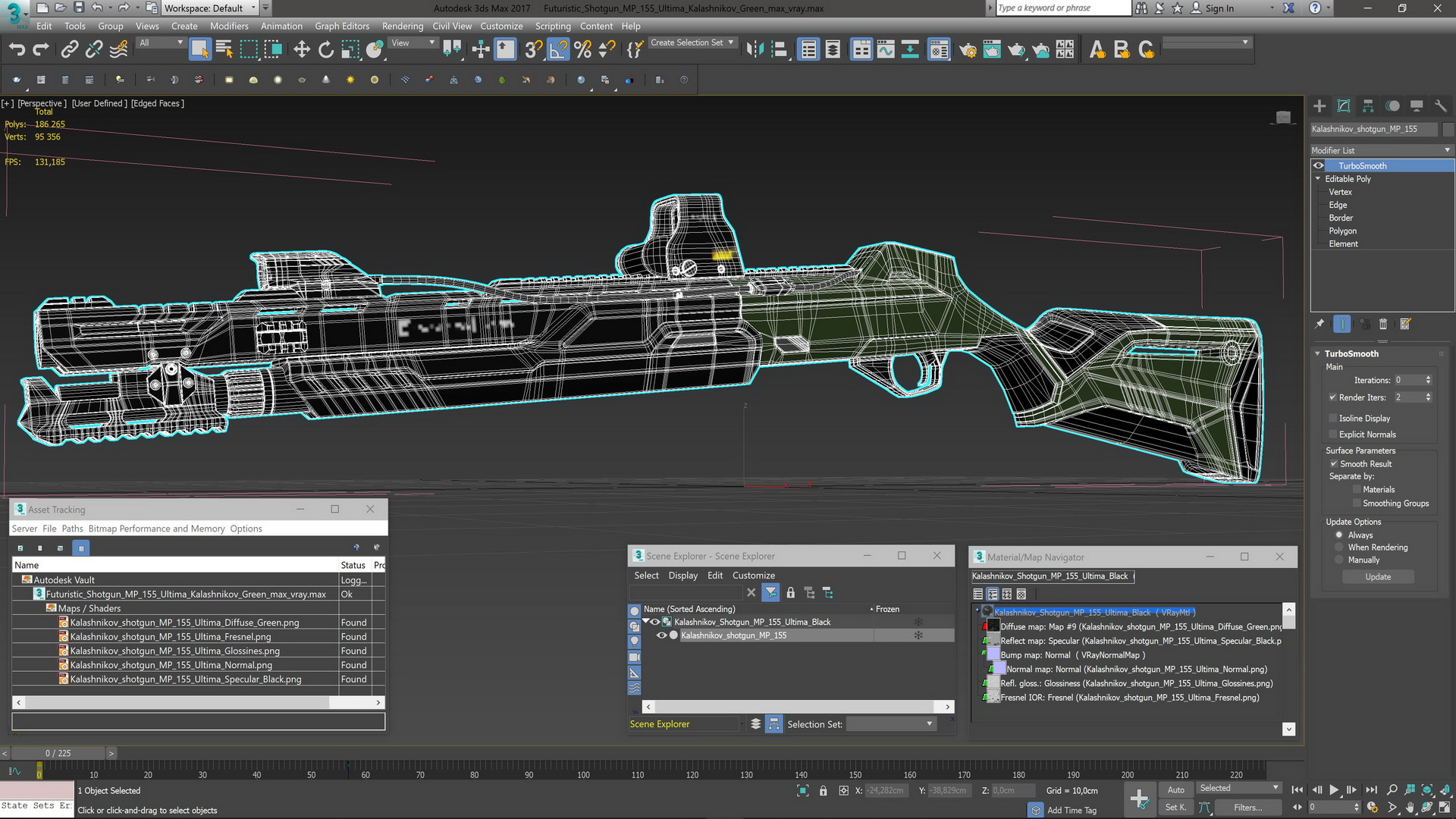 3D model Futuristic Shotgun MP 155 Ultima Kalashnikov Green