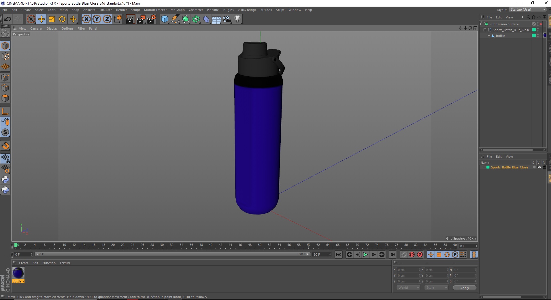 Sports Bottle Blue Close 3D model