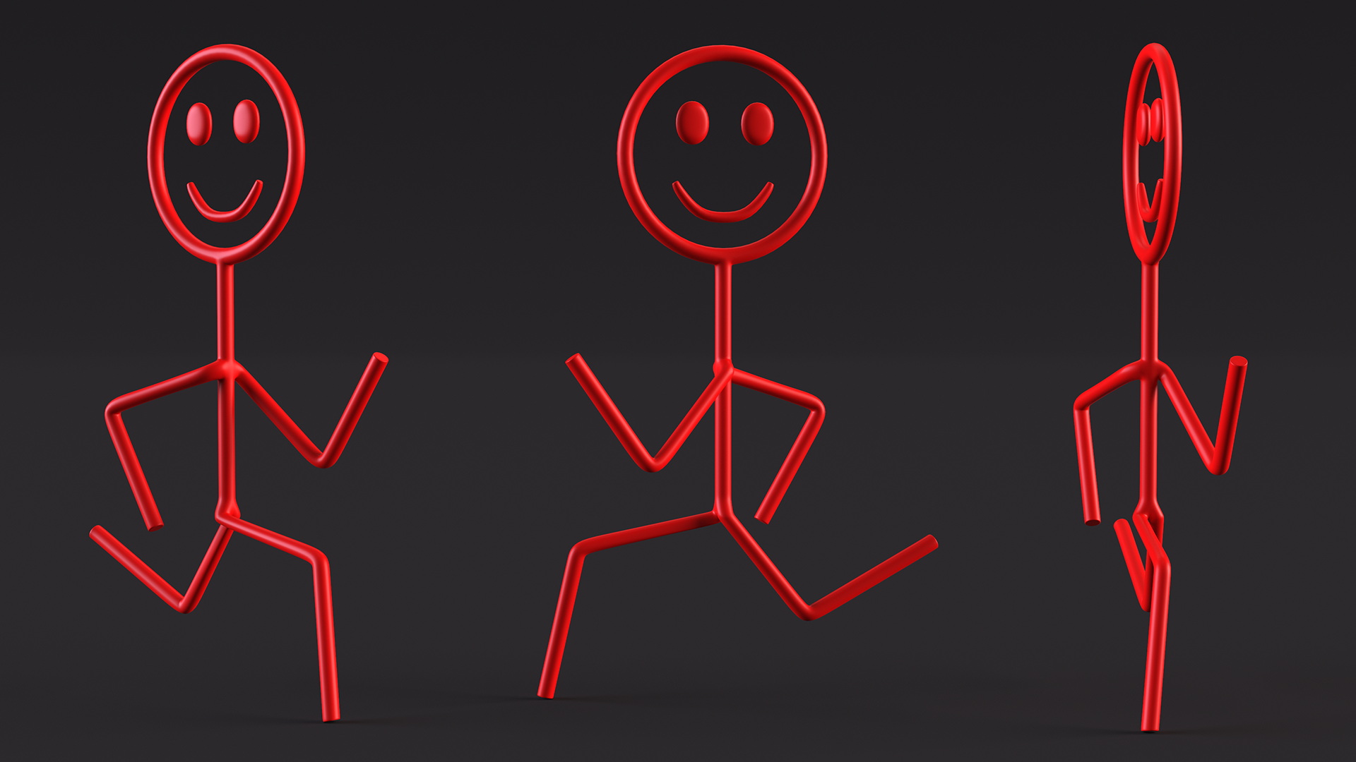 3D model Running Stickman Red