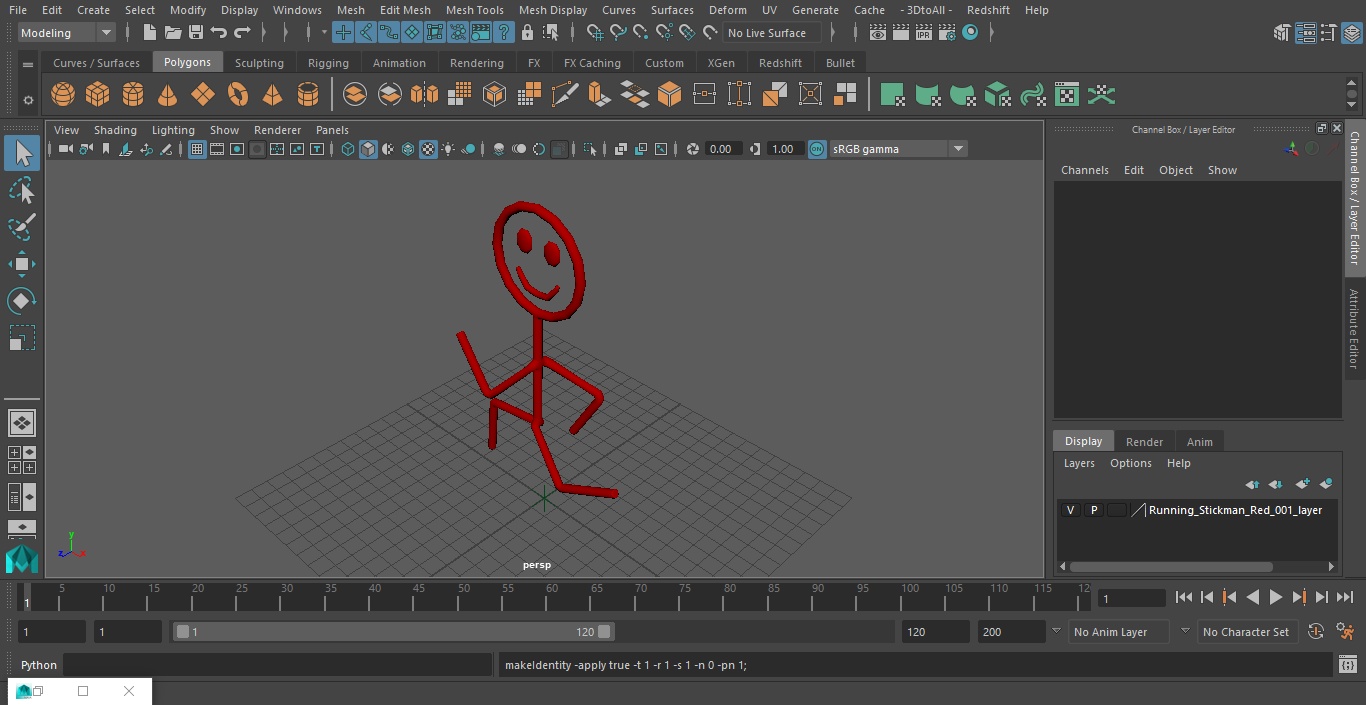 3D model Running Stickman Red