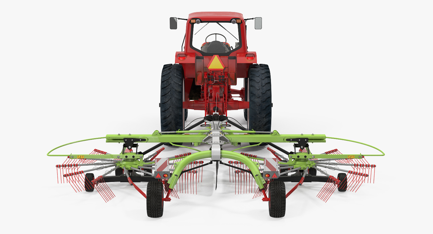 3D model Tractor with Twin Rotor Rake Claas Liner 2700