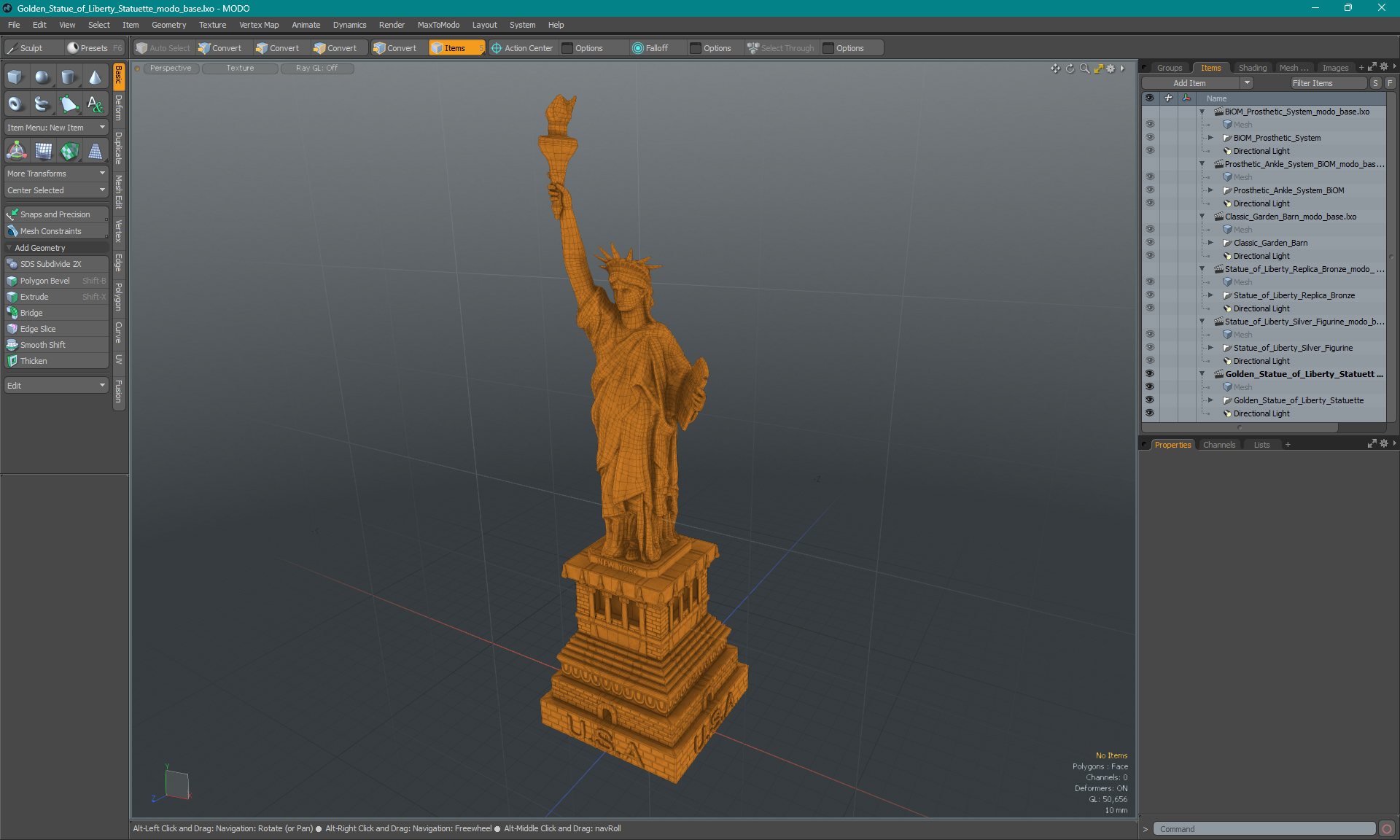 Golden Statue of Liberty Statuette 3D model