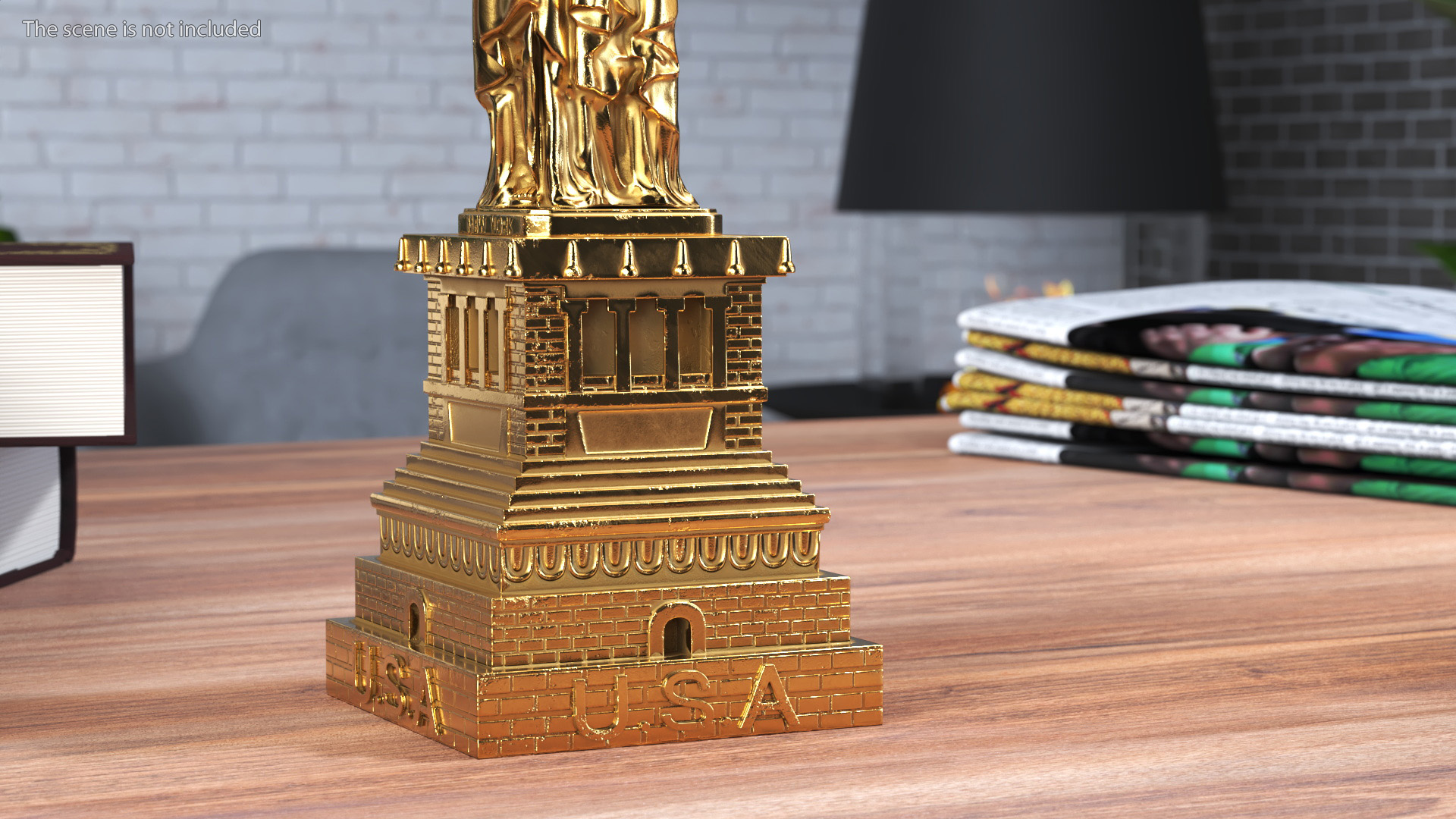 Golden Statue of Liberty Statuette 3D model