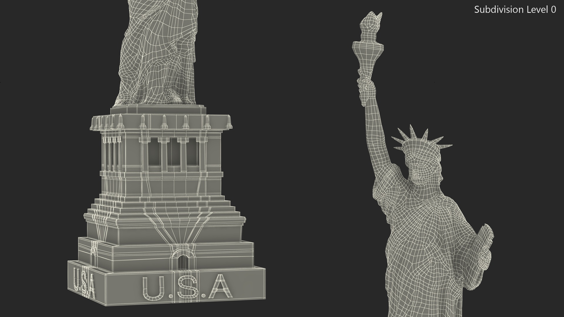 Golden Statue of Liberty Statuette 3D model