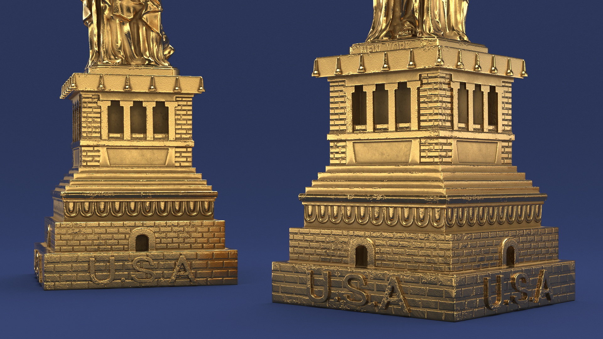 Golden Statue of Liberty Statuette 3D model