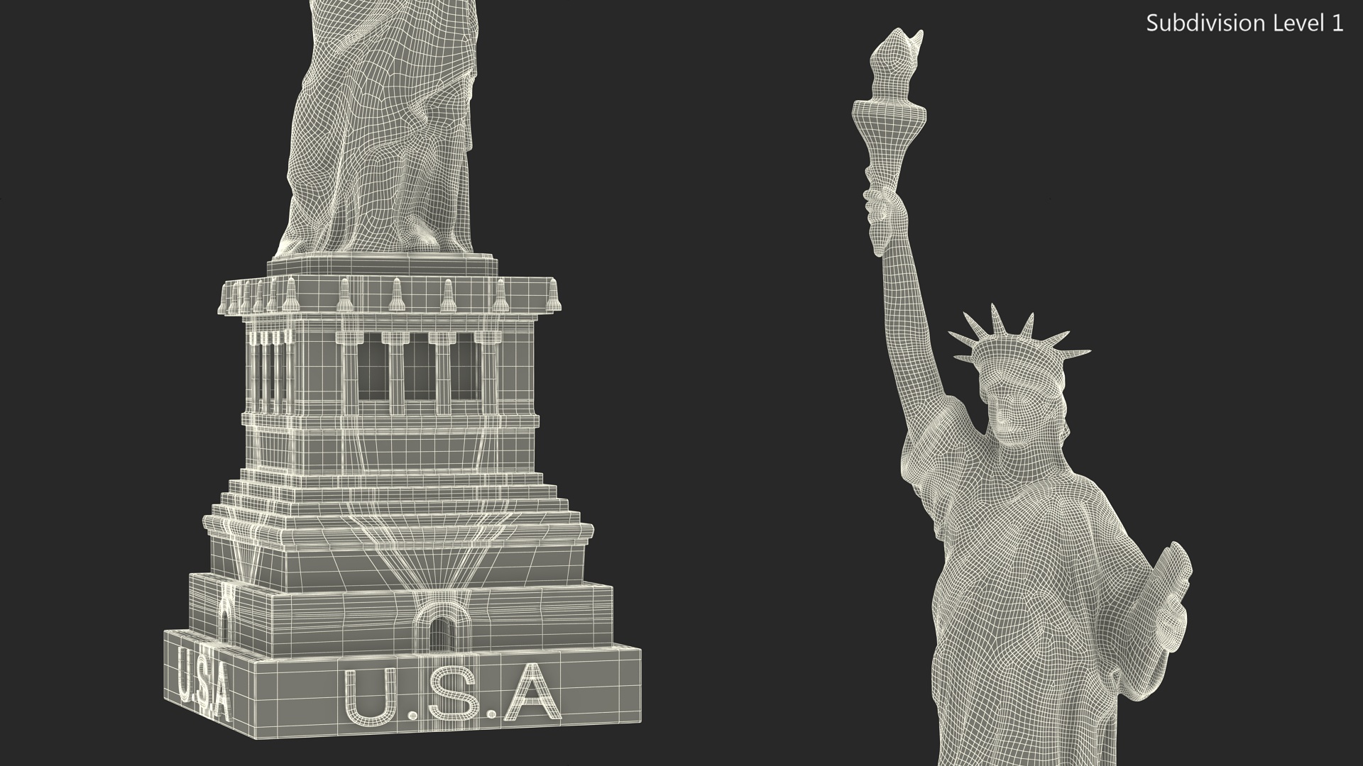 Golden Statue of Liberty Statuette 3D model