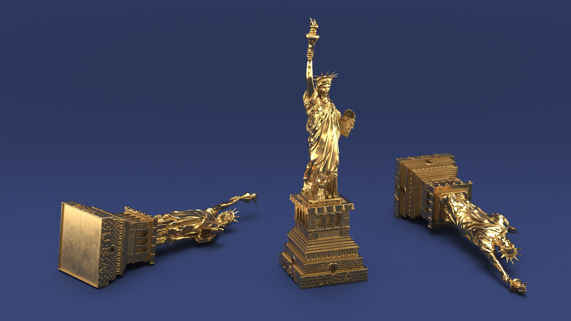 Golden Statue of Liberty Statuette 3D model