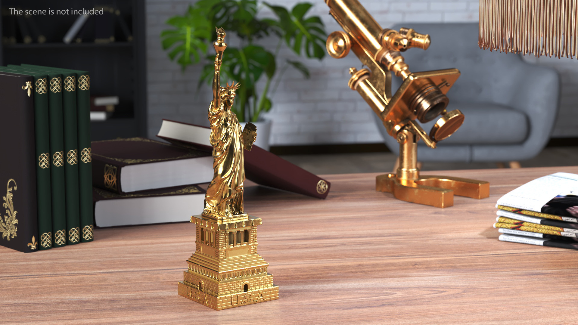 Golden Statue of Liberty Statuette 3D model