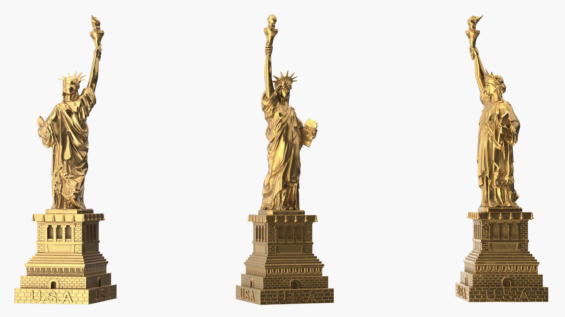 Golden Statue of Liberty Statuette 3D model