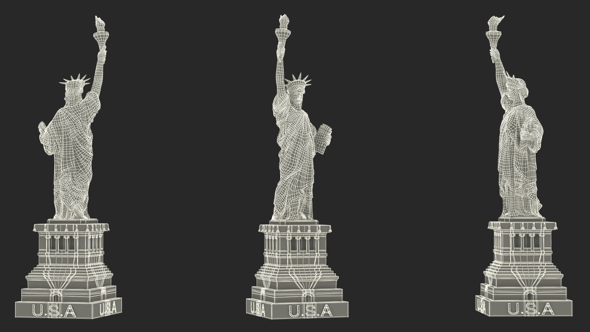 Golden Statue of Liberty Statuette 3D model