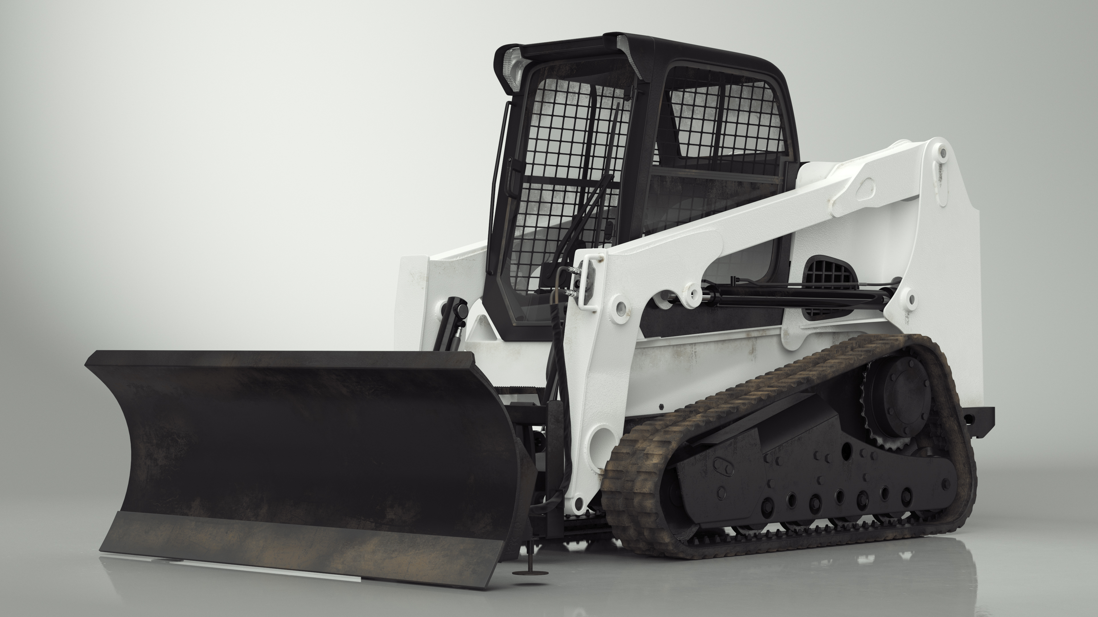 Tracked Skid Steer Bobcat With Dozer Blade 3D