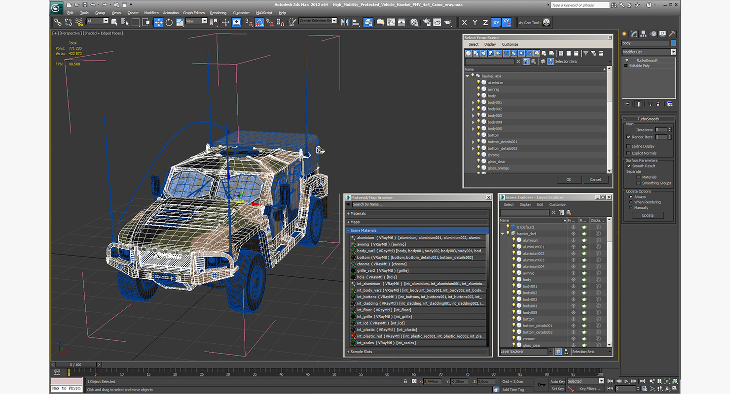 3D High Mobility Protected Vehicle Hawkei PMV 4x4 Camo