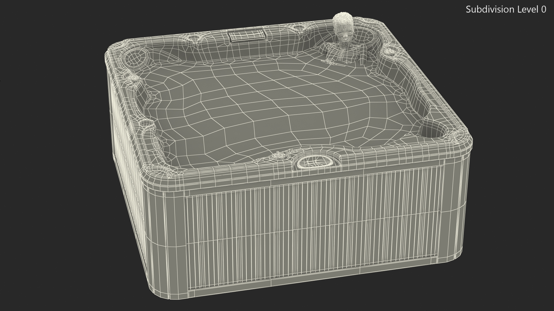 Nude Dark Skin Woman in Large Hot Tub Rigged 3D model