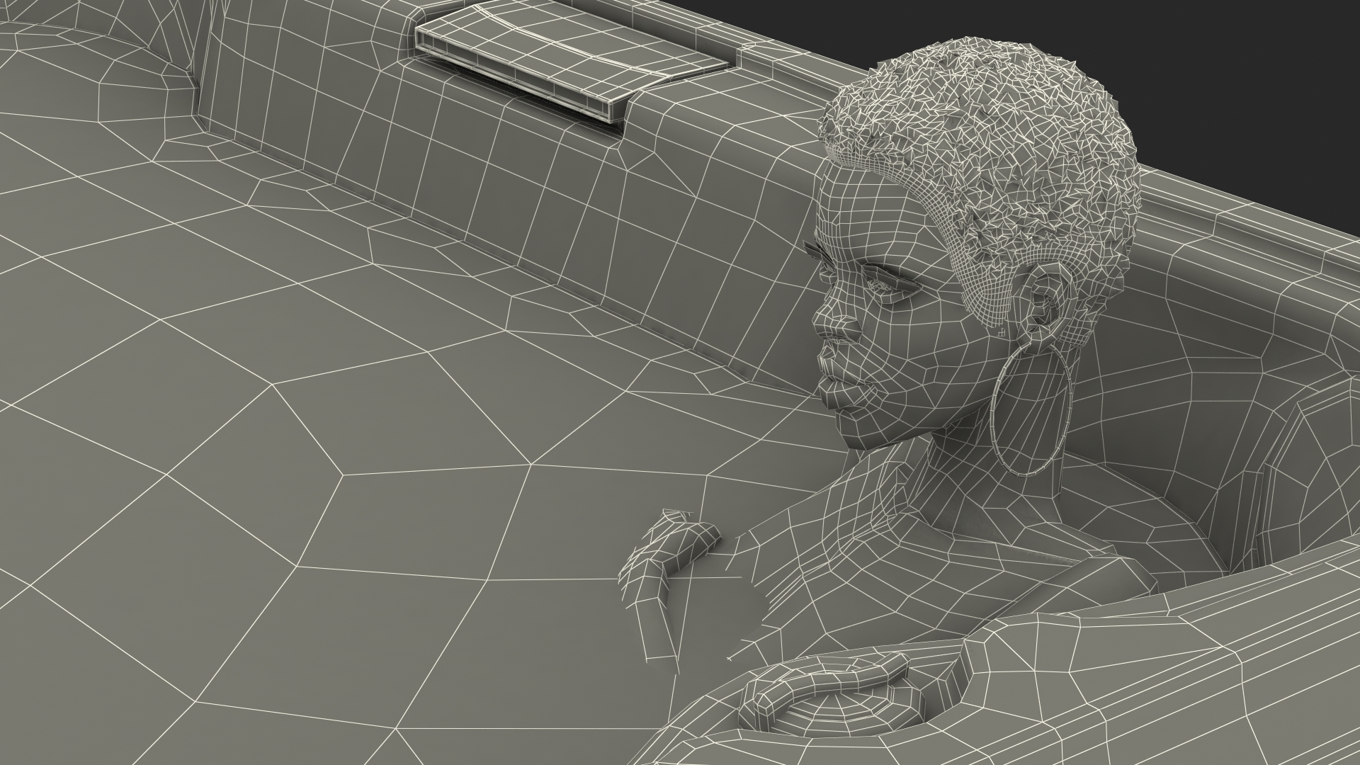 Nude Dark Skin Woman in Large Hot Tub Rigged 3D model