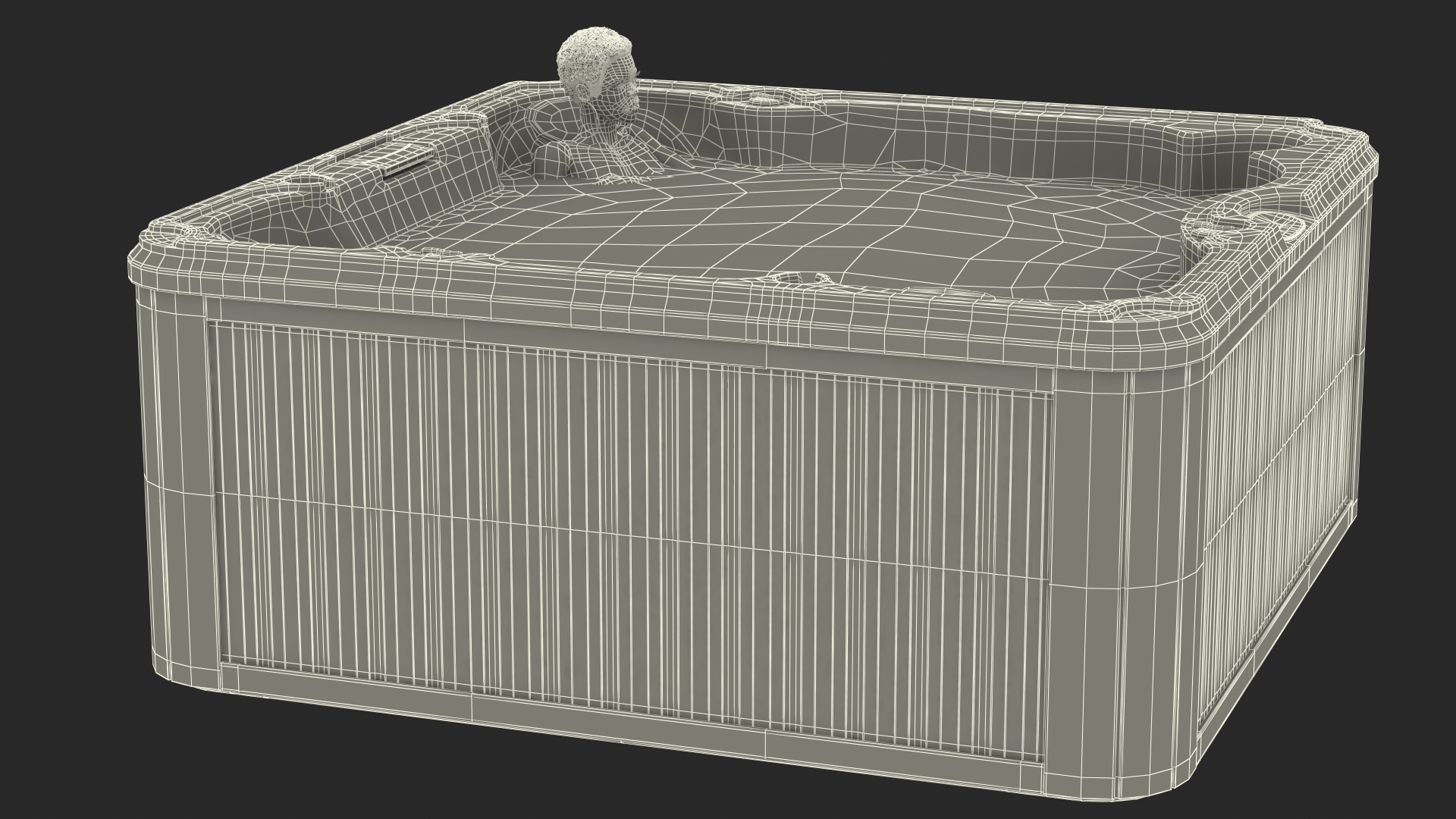 Nude Dark Skin Woman in Large Hot Tub Rigged 3D model