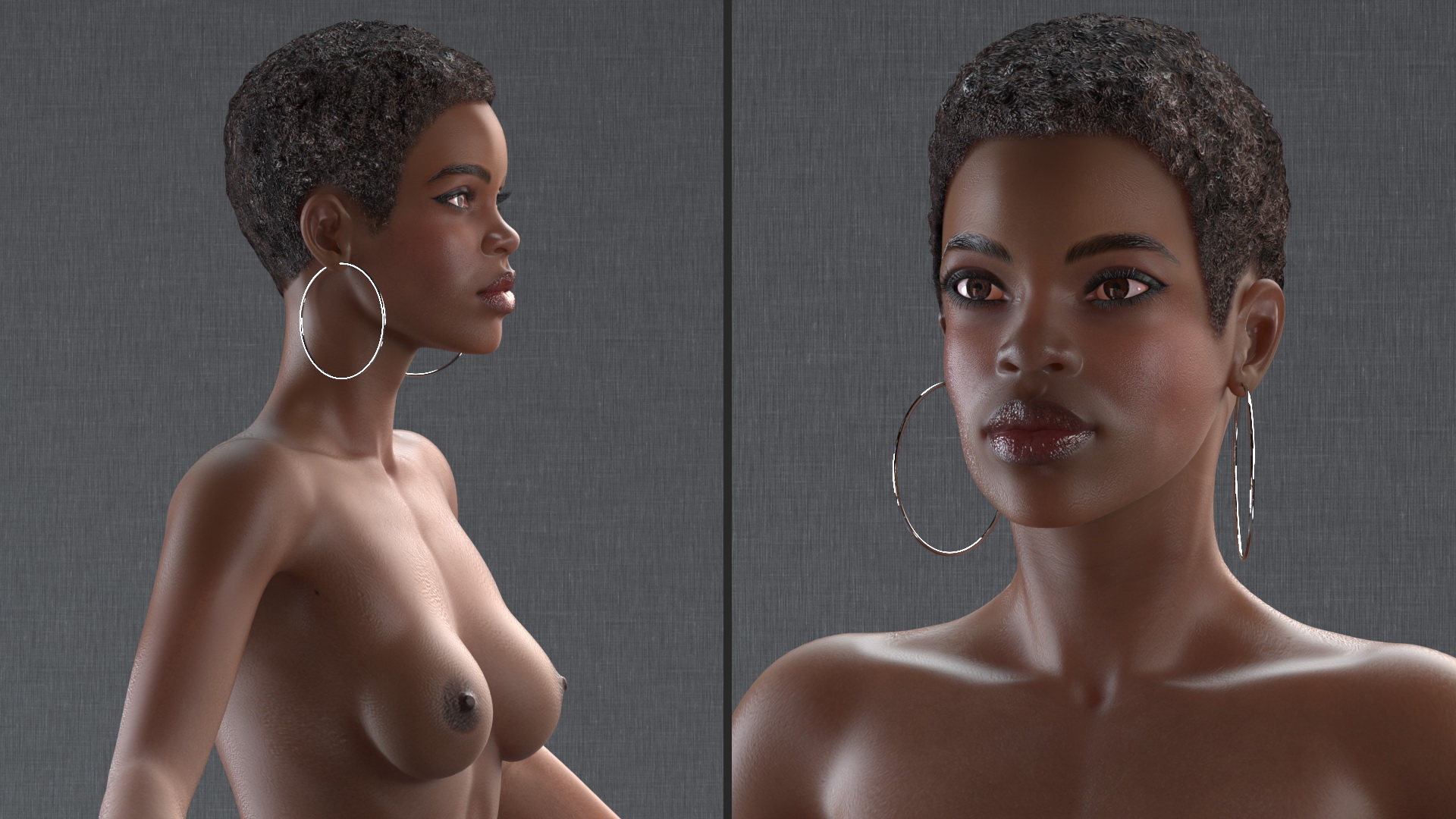 Nude Dark Skin Woman in Large Hot Tub Rigged 3D model