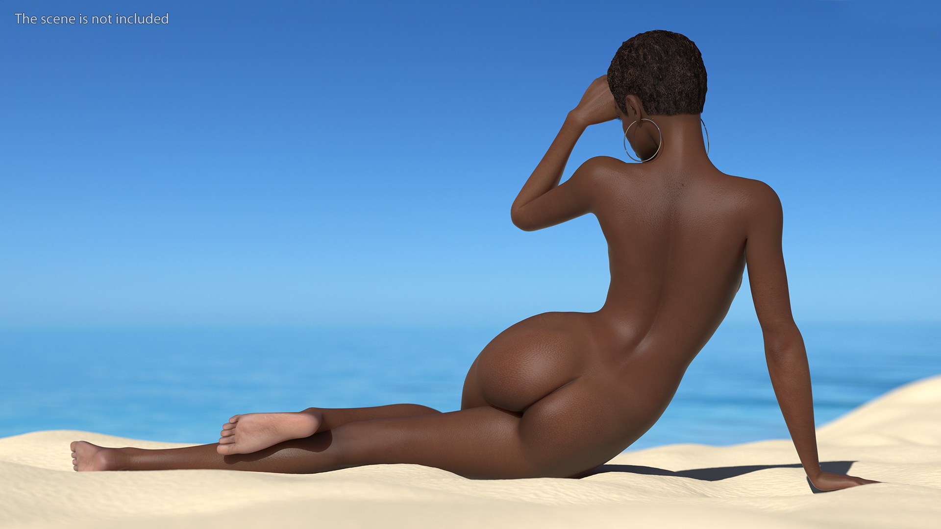 Nude Dark Skin Woman in Large Hot Tub Rigged 3D model