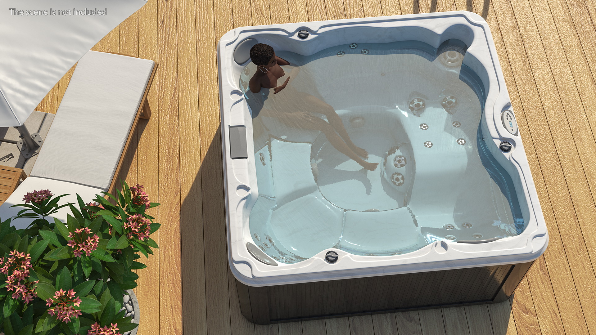 Nude Dark Skin Woman in Large Hot Tub Rigged 3D model